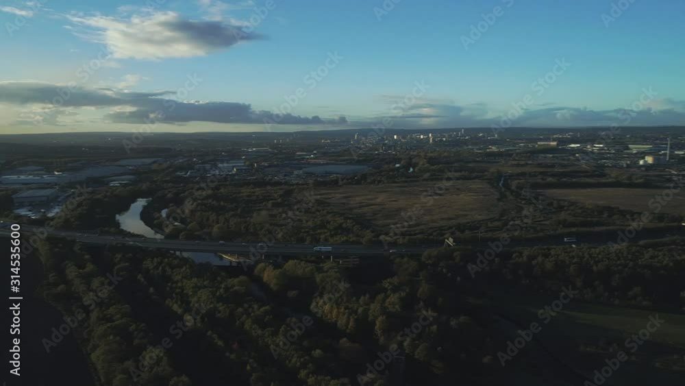 Aerial drone cars and lorries along M1 motorway Aerial drone cars and lorries along M1 motorway