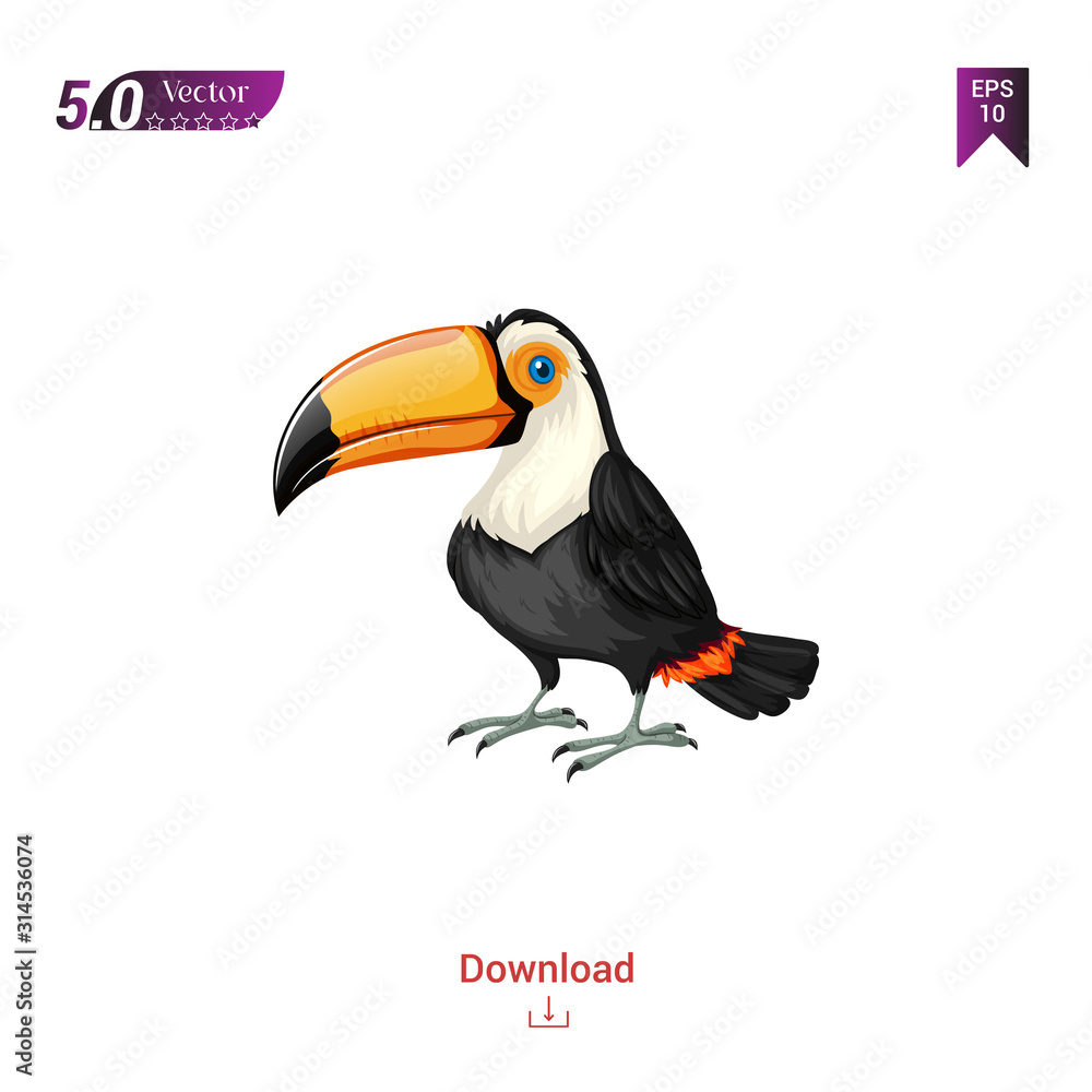Fototapeta premium colorful parts of a toucan animal vector icon for graphic design