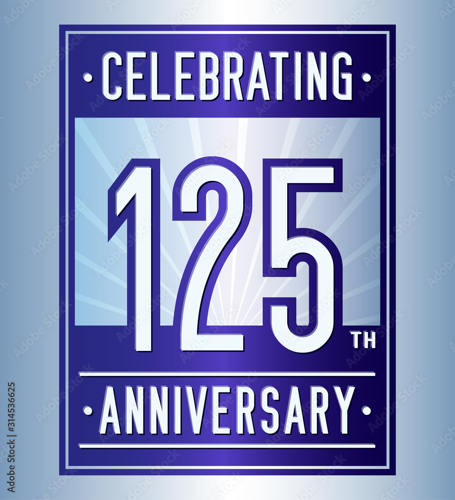 125 years logo design template. Anniversary vector and illustration.