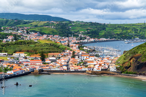 Scenic view of Horta town on Faial Island, Azores photo