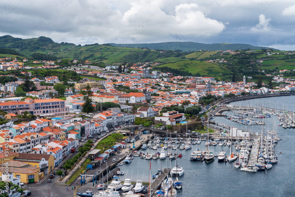 Scenic view of Horta town on Faial Island, Azores