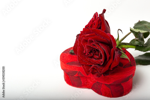 Fototapeta Naklejka Na Ścianę i Meble -  Composition of red roses and gift boxes
