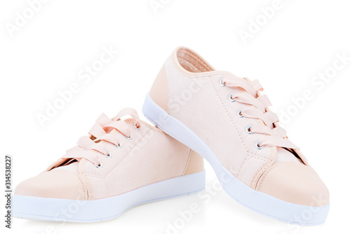 women's pink canvas canvas comfortable shoes on a white background sneakers