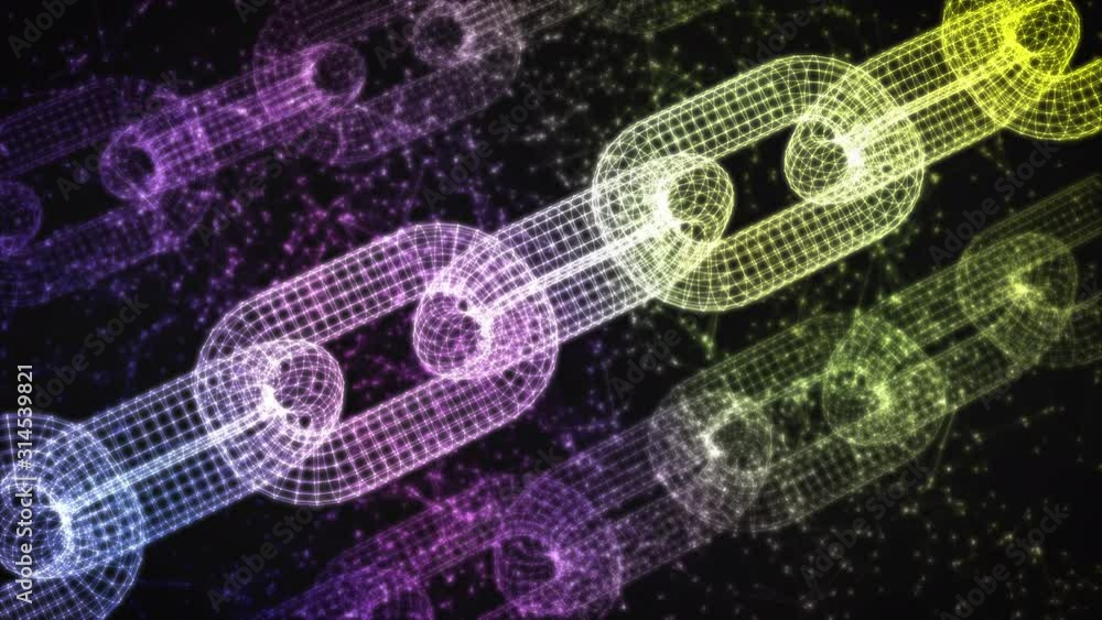 chains in wireframe style with an abstract network on background, concept of blockchain (3d render) chains in wireframe style with an abstract network on background, concept of blockchain (3d render)