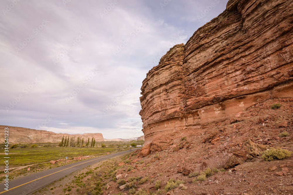 Roadside view of rock objects formation in Los Altares, Chubut, Patagonia, Argentina Roadside view of rock objects formation in Los Altares, Chubut, Patagonia, Argentina