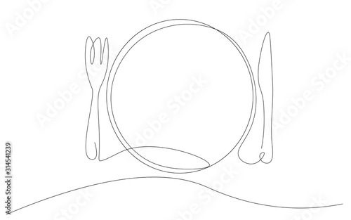 Plate fork and spoon on white background vector illustration