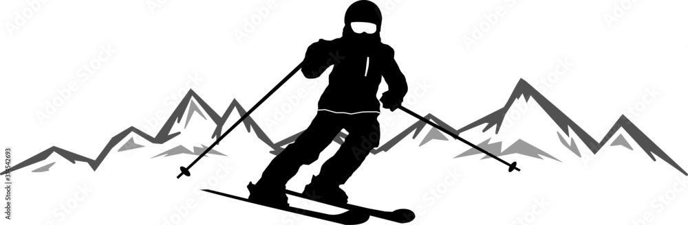 Winter Sport Ski Silhouette Illustration Winter Sport Ski Silhouette Illustration