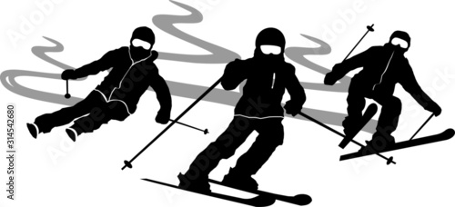 Winter Sport Ski Silhouette Illustration