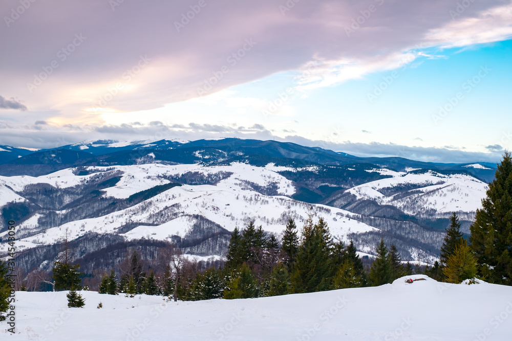 Winter in Cindrel mountains,  Romania, Magura peak, 1304m