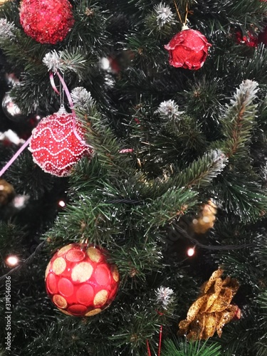 Bright christmas decoration on christmas tree