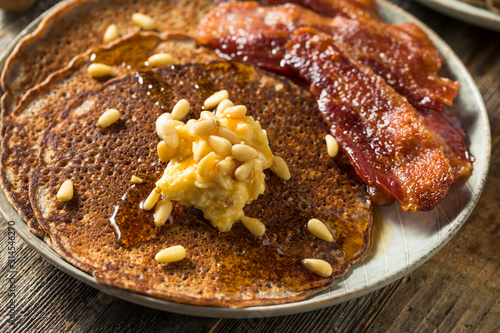 Homemade Bluecorn Pancakes with Butter photo