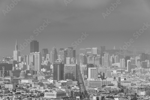 Aerial view of San Francisco from Twin Peaks  California United States