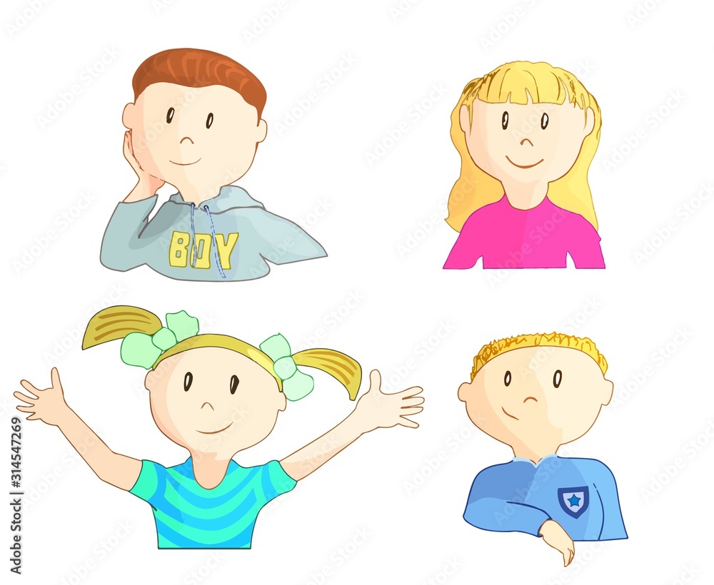 set of pictures of children, boys and girls.on white background.vector image. set of pictures of children, boys and girls.on white background.vector image.