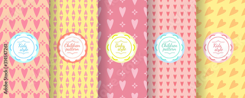Kids colorful heart seamless pattern. Cute Baby design.