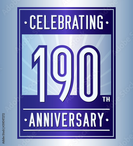 190 years logo design template. Anniversary vector and illustration.
