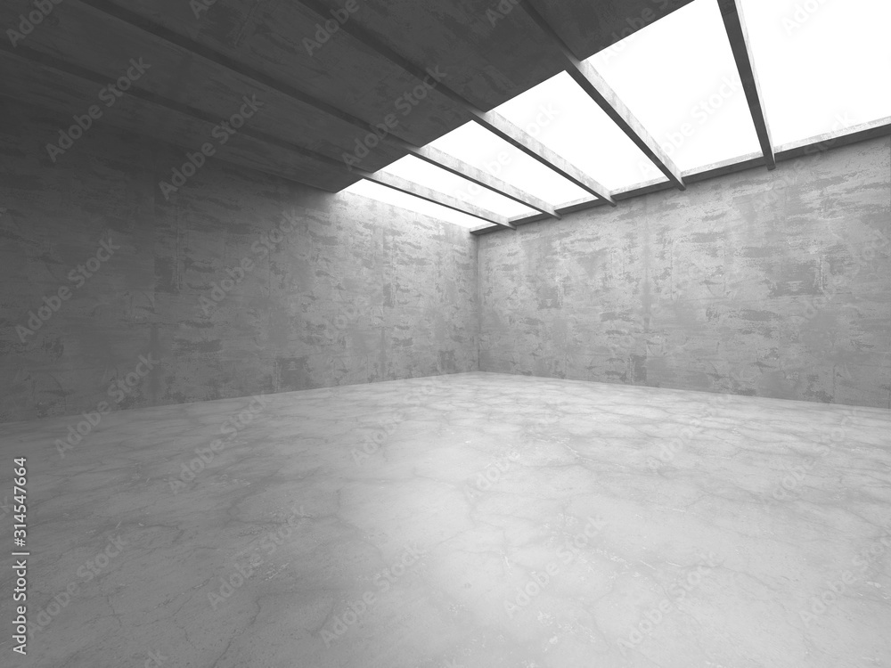 Dark concrete empty room. Modern architecture design Dark concrete empty room. Modern architecture design