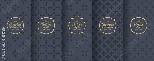 Set of dark vintage seamless backgrounds. vector.
