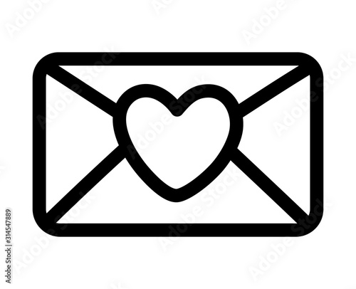 happy valentines day envelope heart love messsage thick line photo