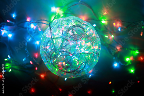 glowing ball with different beautiful lights and light