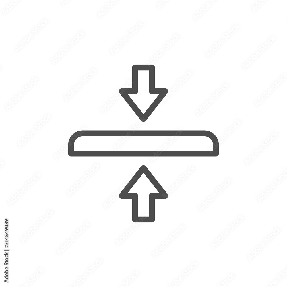 Protective glass thickness line outline icon Protective glass thickness line outline icon