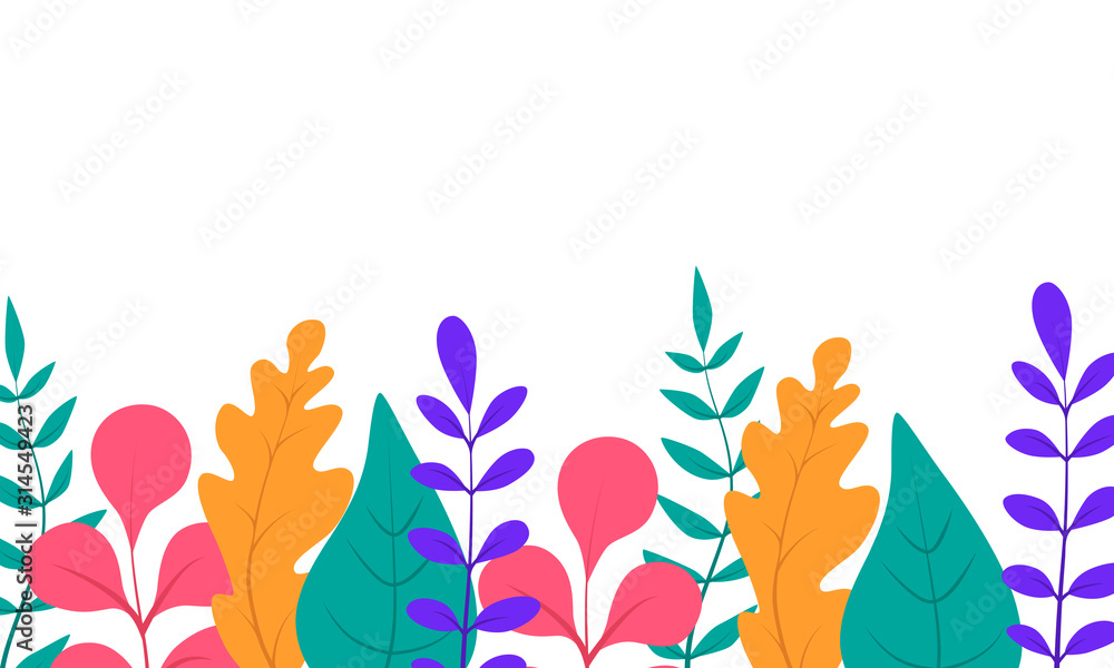 Fototapeta Greeting card with abstract colored leaves and branches. Vector illustration