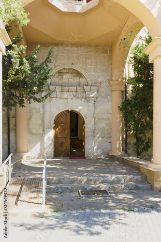 Entrance to the Armenian Church of St. Nikogayos at 44 Internatsionalnaya street in Evpatoria