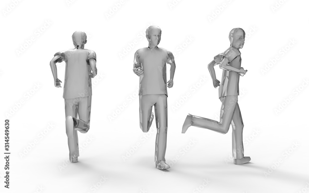 3d rendering of a man running isolated in white studio background 3d rendering of a man running isolated in white studio background