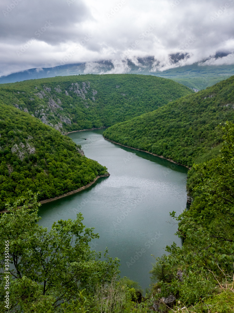 Vrbas Reka Bočac artificial lake in the canyon of the river Vrbas between the ...