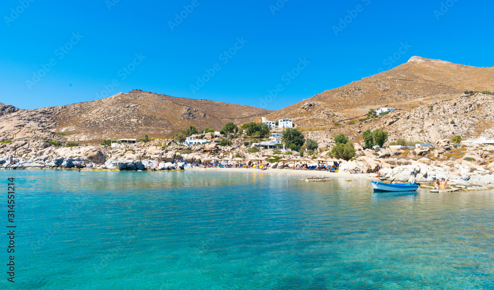 Perikopetra beach on Paros island in Greece