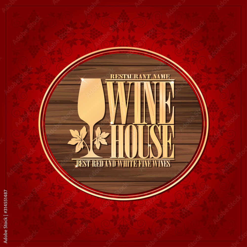 Red Vintage menu wine list best red and white fine wines. Vector illustration - obrazy, fototapety, plakaty 
