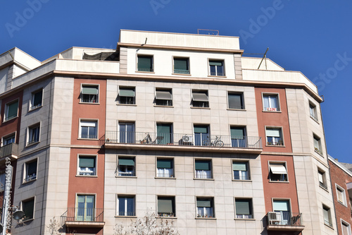 Front & Roof Line of Spanish Apartment Block in Barcelona 