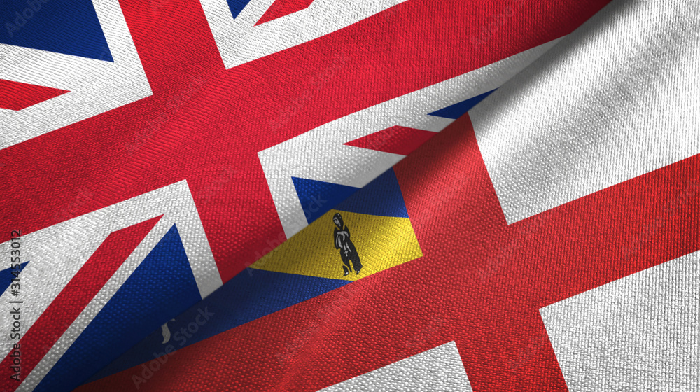 United Kingdom and Herm two flags textile cloth, fabric texture United Kingdom and Herm two flags textile cloth, fabric texture