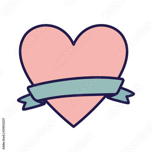 happy valentines day pink heart love ribbon decoration