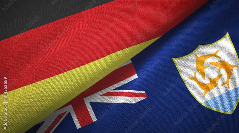 Germany and Anguilla two flags textile cloth, fabric texture Germany and Anguilla two flags textile cloth, fabric texture