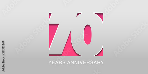 70 years anniversary vector icon, symbol, logo. Graphic background or card