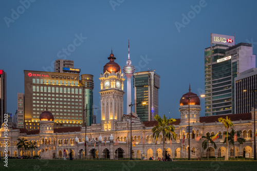 MALAYSIA  KUALA LUMPUR  JANUARY 06  2018  Beautiful evening view from Merdeka Square