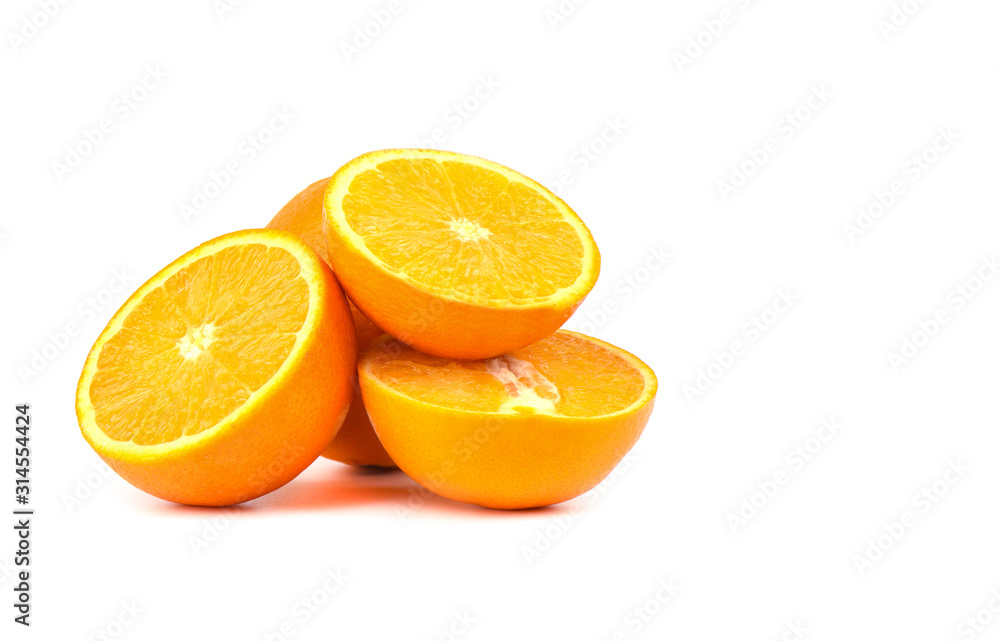 Orange slices isolated on a white background. Orange slices isolated on a white background.