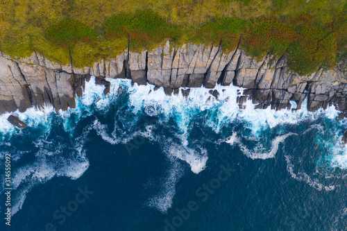 Aerial View, Cala Cotonera, Islares, Castro Municipality, The Way of Saint James, Cantabrian Sea, Cantabria, Spain, Europe photo