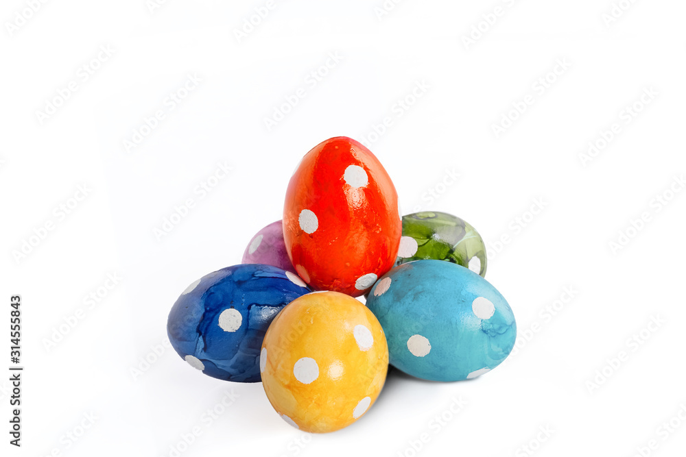 Different dotted easter eggs isolated on white background Different dotted easter eggs isolated on white background