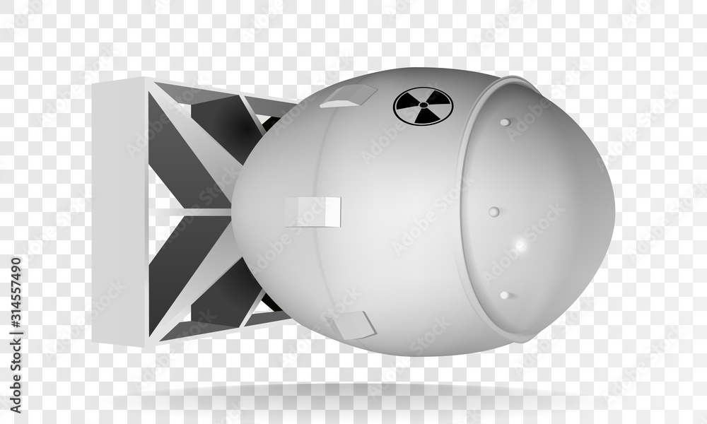 Vector atomic bomb. Realistic hydrogen bomb with radiation icon ...