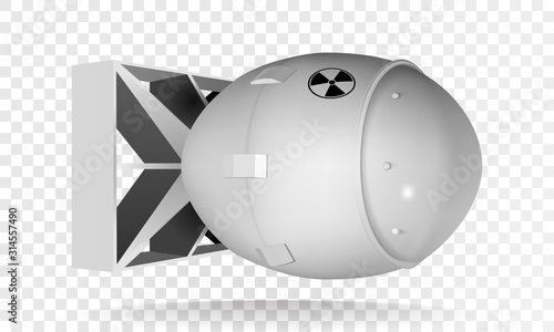 Vector atomic bomb. Realistic hydrogen bomb with radiation icon. Thermonuclear warhead
