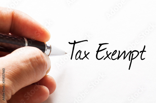 Hand writting Tax Exempt words on white background