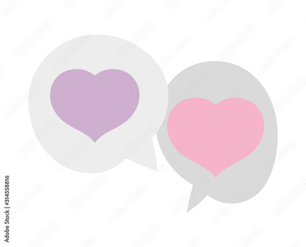 hearts love romantic speech bubbles design