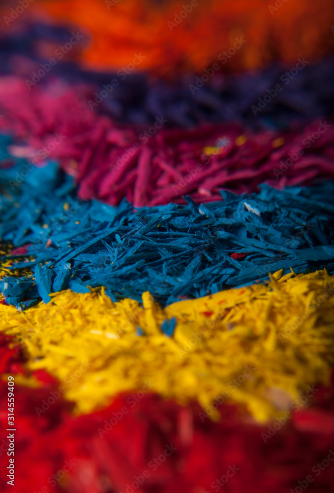 Macro close up of Color pencil chip