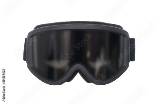 Black snowboard face mask isolated on the white background.