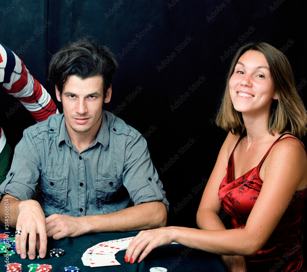 young people playing poker off-line tournament, friends party concept at home, lifestyle people concept