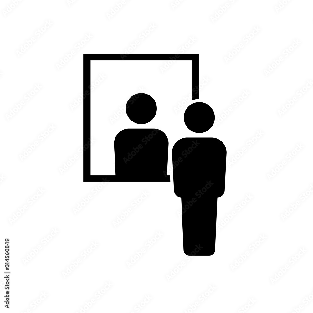 Men look to mirror icon Men look to mirror icon