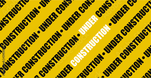 yellow warning sign. Website under condtruction background.
