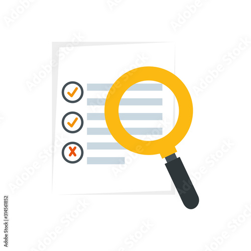 delivery service with magnifying glass and document vector illustration design