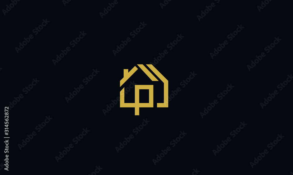 Alphabet letter monogram icon logo P with a house Alphabet letter monogram icon logo P with a house